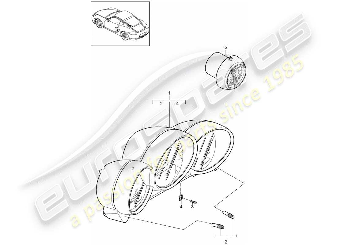 porsche 2009 (987 cayman) instruments diagrama de piezas