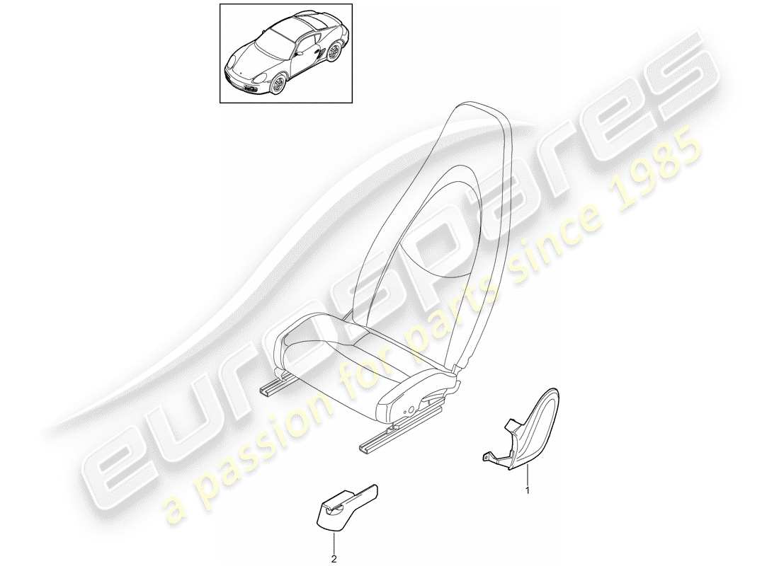 porsche 2011 (987 cayman) diagrama de piezas del asiento delantero
