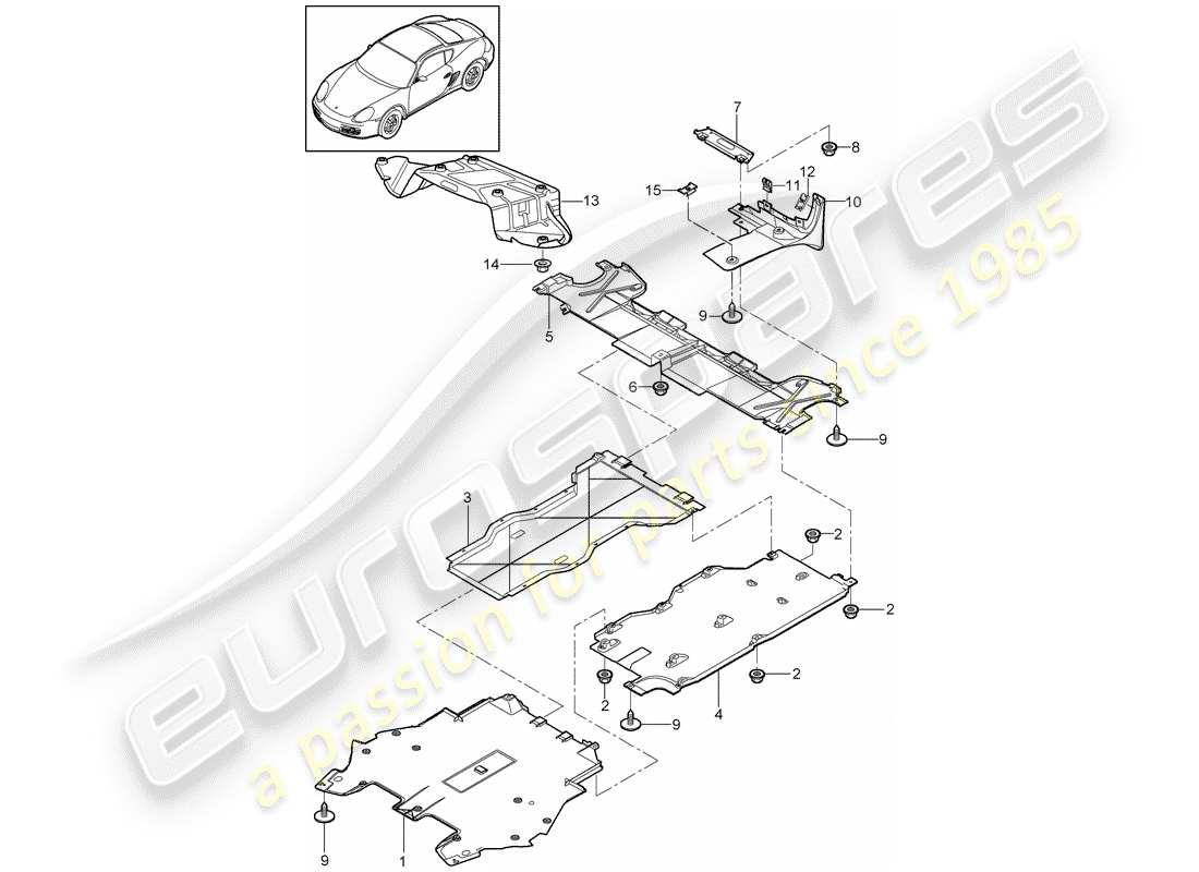 porsche 2011 (987 cayman) adornos diagrama de piezas