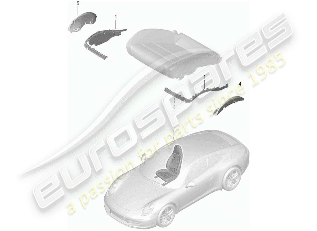 porsche 2015 (991-1) acolchado para asiento diagrama de piezas