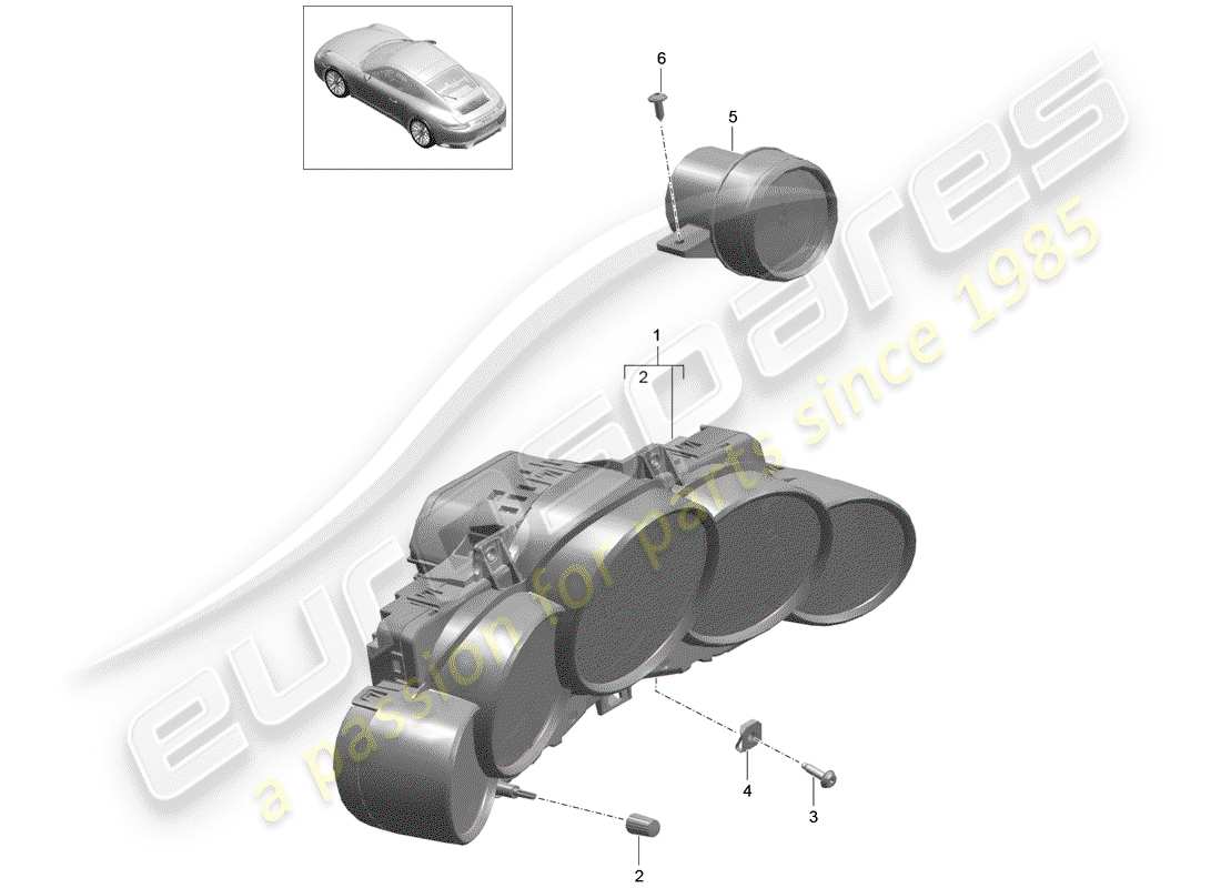 porsche 2017 (991-2) diagrama de piezas del grupo de instrumentos