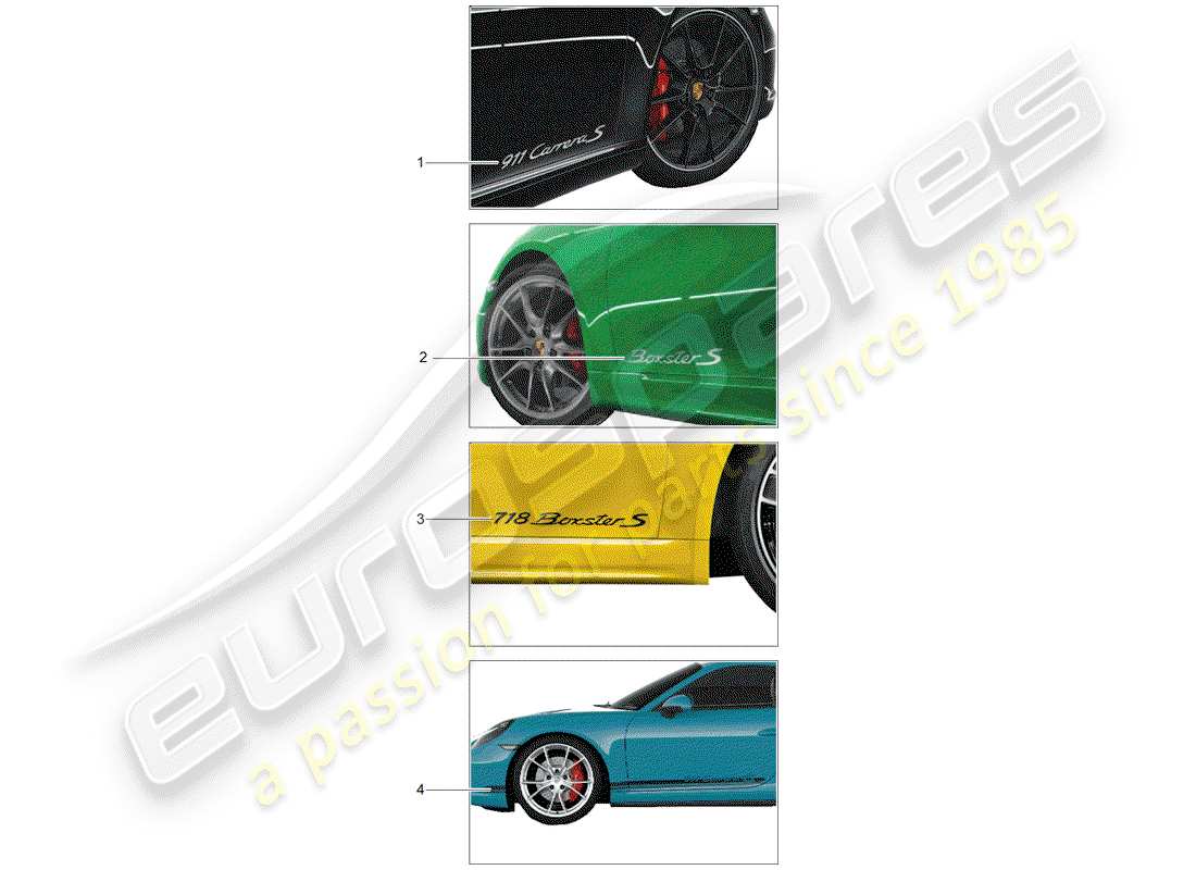 porsche 2012 (tequipment 98x/99x) recortar papel de aluminio diagrama de piezas