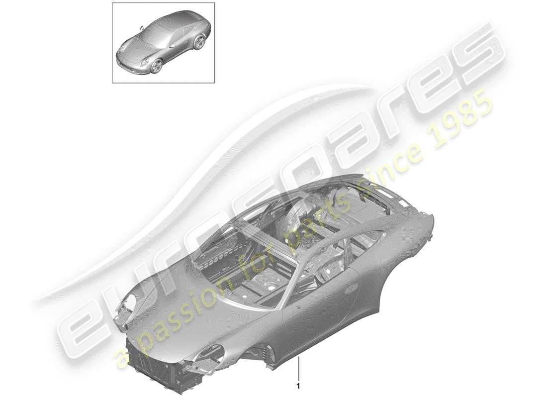 porsche 2014 (991-1) diagrama de piezas de la carrocería del coche