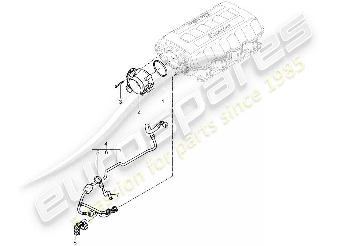 porsche 2007 (cayenne e1 9pa) cuerpo del acelerador diagrama de piezas