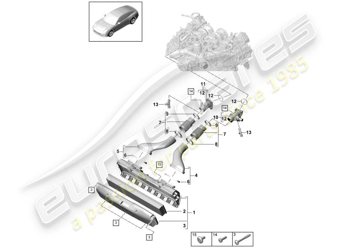 porsche 2020 (panamera 971-1) air cleaner housing diagrama de piezas
