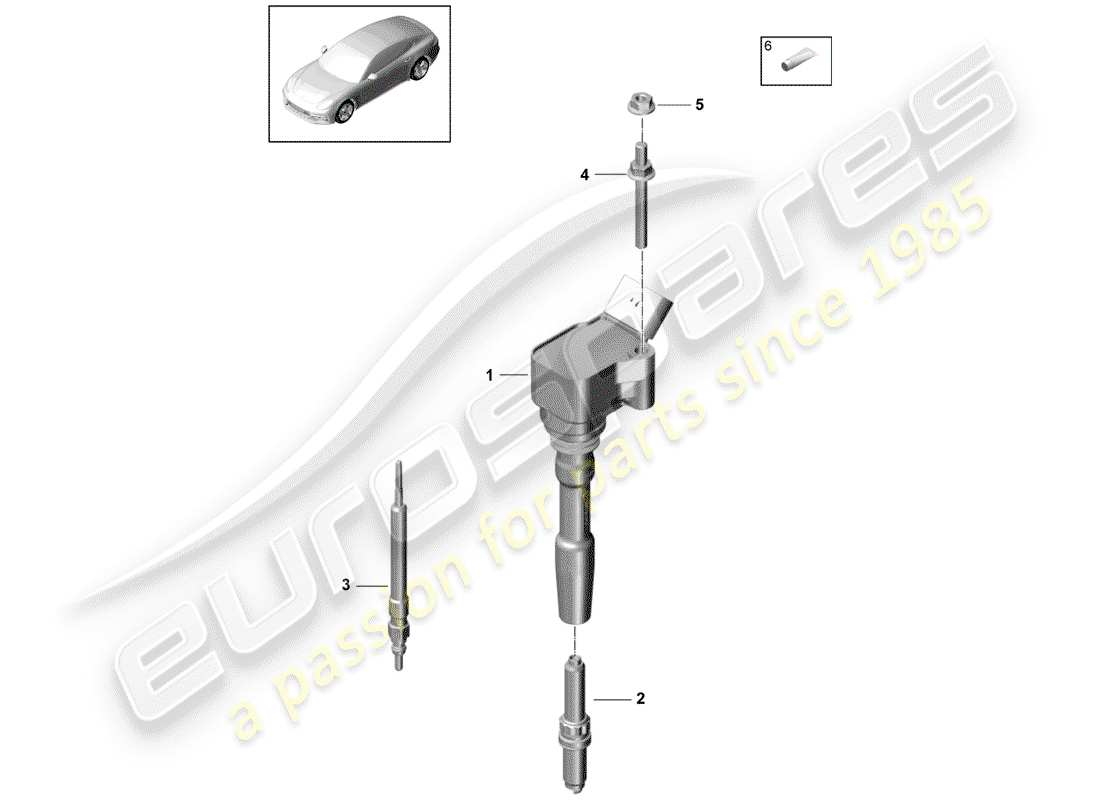 porsche 2017 (panamera 971-1) diagrama de piezas del sistema de encendido