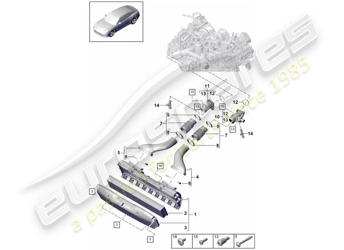 porsche 2017 (panamera 971-1) air cleaner housing diagrama de piezas