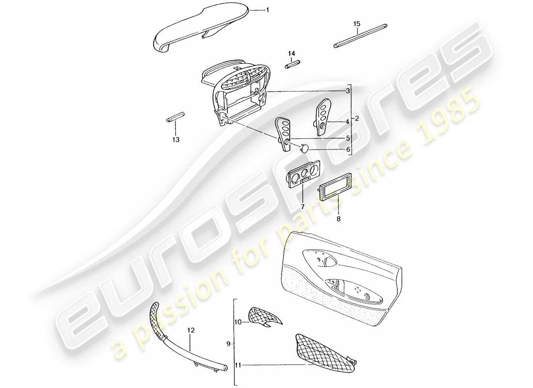 porsche 2007 (tequipment) caja de instrumentos diagrama de piezas