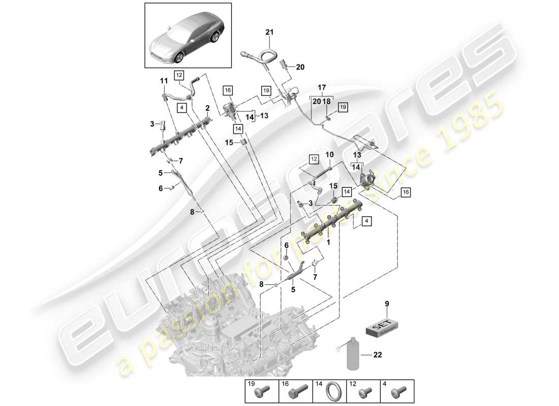 porsche 2017 (panamera 971-1) tubo de recogida de combustible diagrama de piezas
