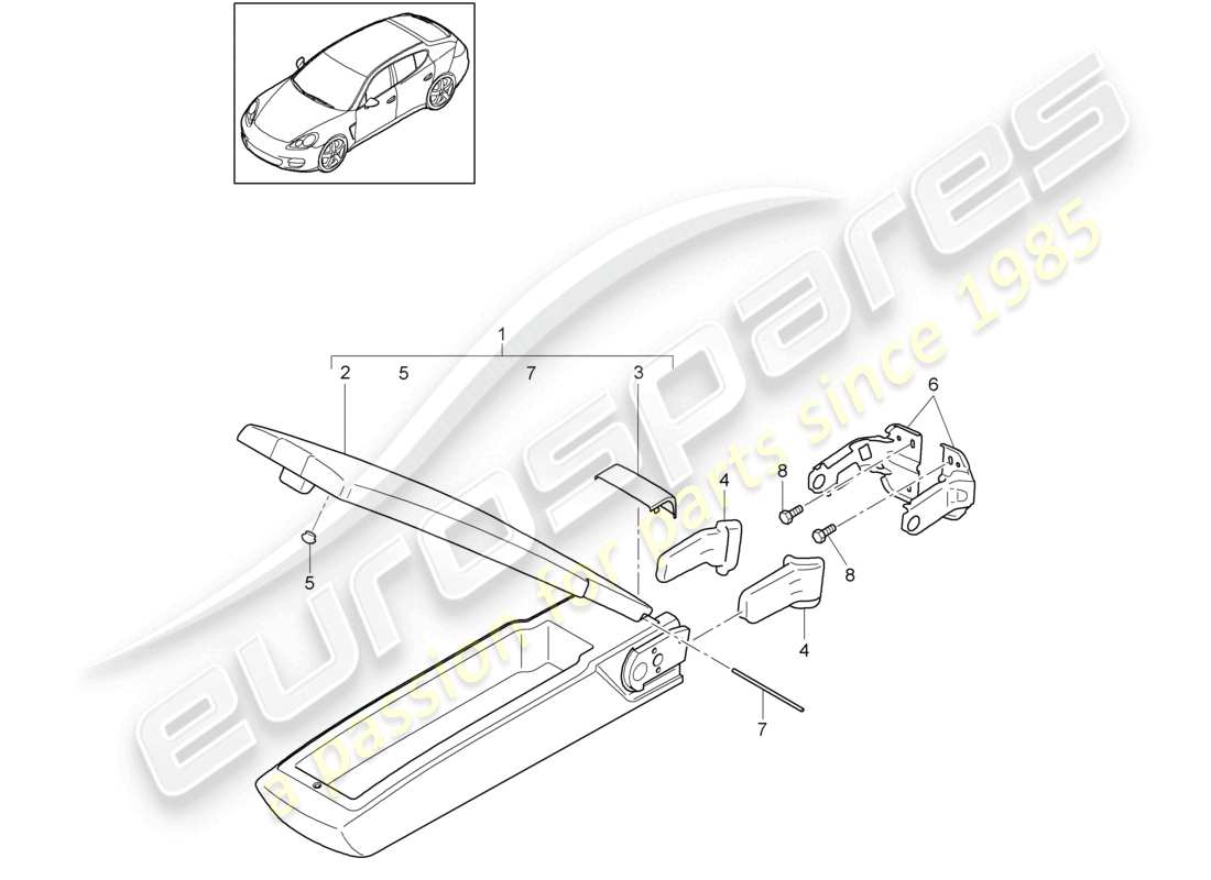 porsche 2010 (cayenne e1 9pa) apoyabrazos central respaldo del asiento trasero diagrama de piezas
