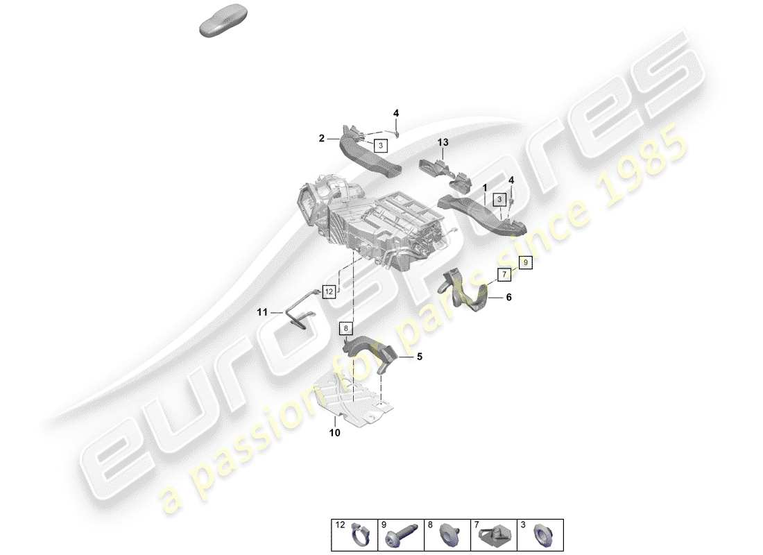 porsche 2020 (718 boxster spyder) ducto de aire diagrama de piezas