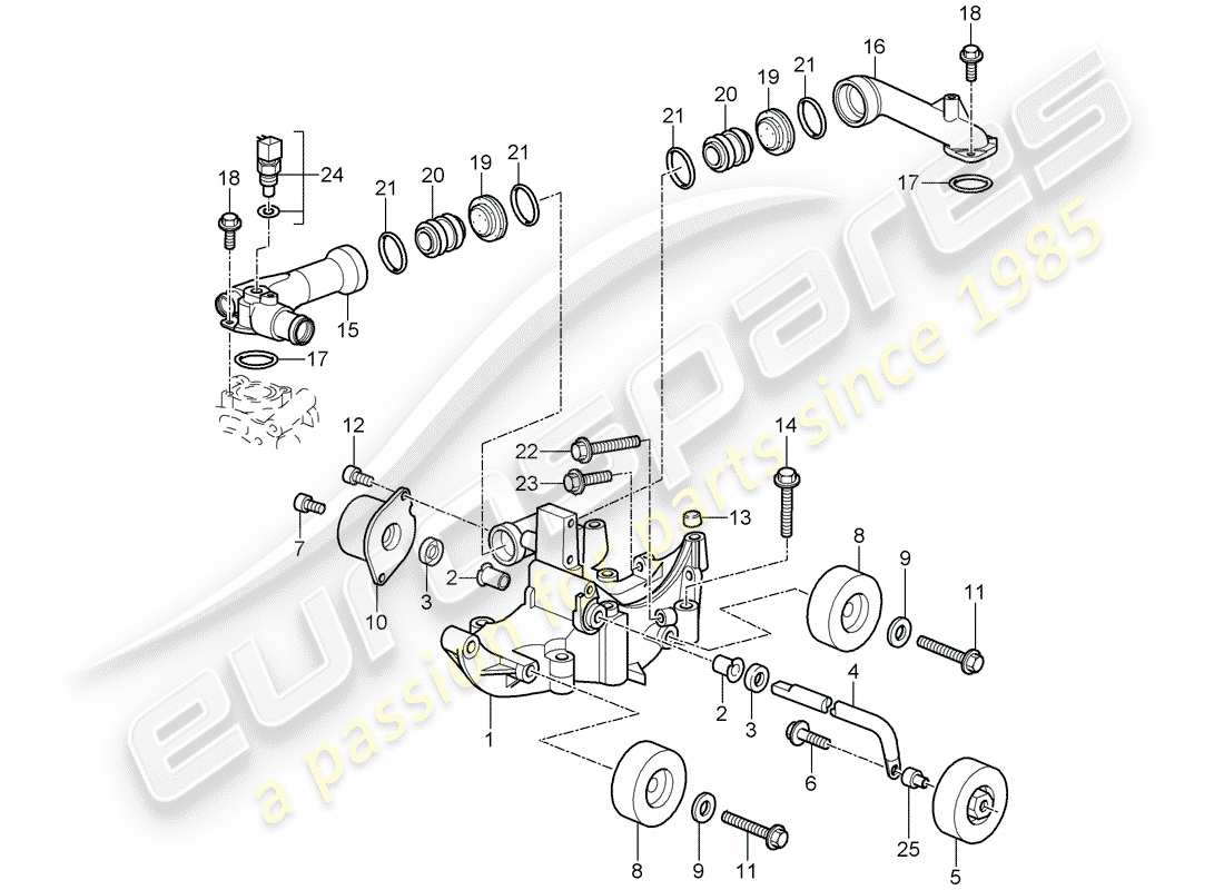porsche 2007 (997-1 gt3) diagrama de pieza del tensor de correa
