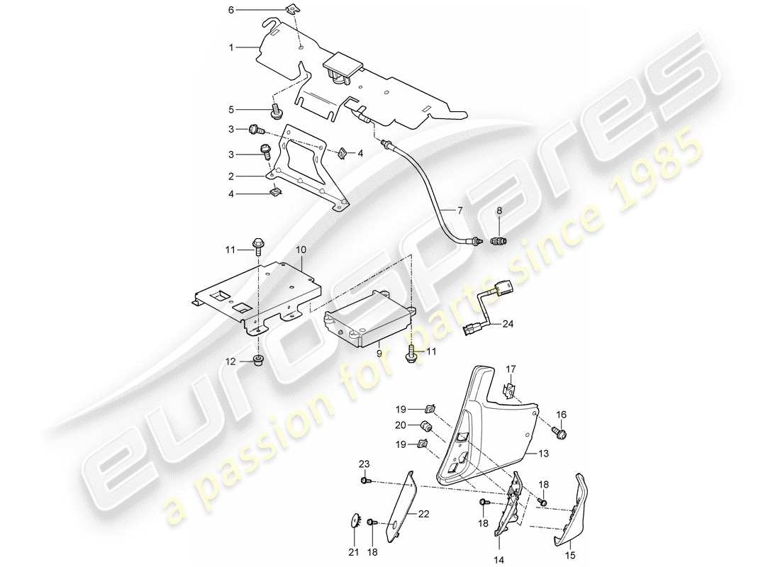porsche 2007 (997-1 gt3) diagrama de piezas del teléfono