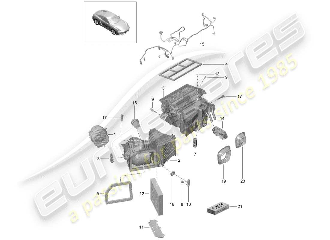 porsche 2014 (981 cayman) aire acondicionado diagrama de piezas