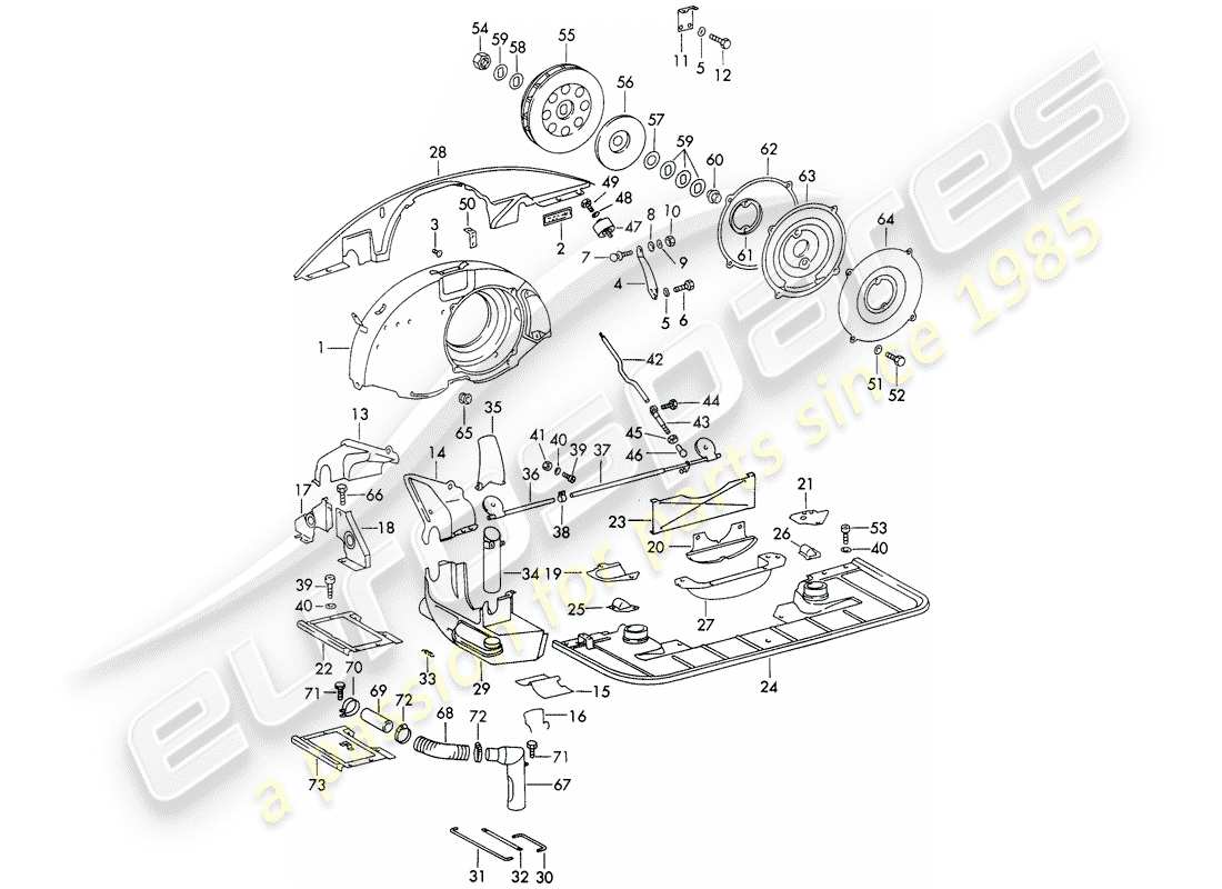 porsche 1966 (911/912) enfriamiento de aire - conducto de aire - y - cubierta del motor - no para: - (s)(d) diagrama de piezas