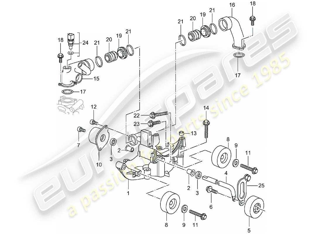 porsche 2002 (996 gt3) tensor de correa - transmisión por correa diagrama de piezas