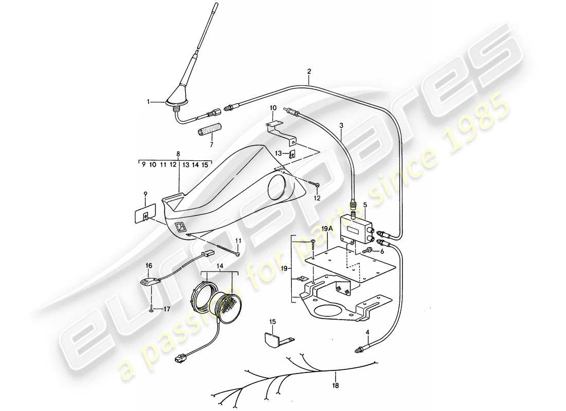 porsche 1994 (928) preparación telefónica diagrama de piezas