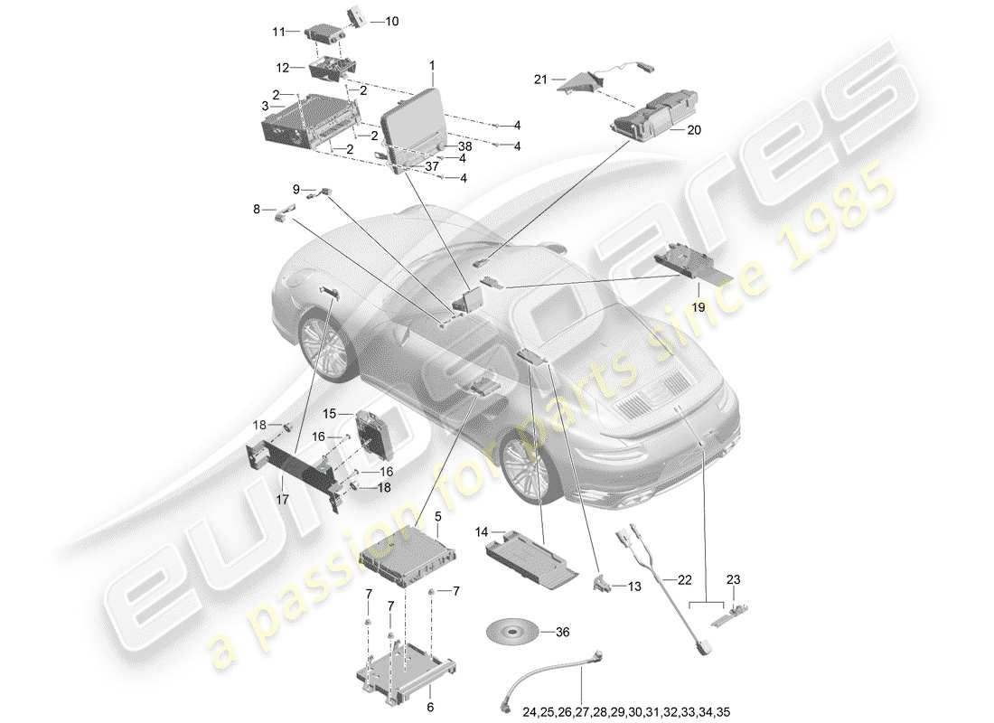 porsche 991 turbo (2015) mostrar diagrama de piezas