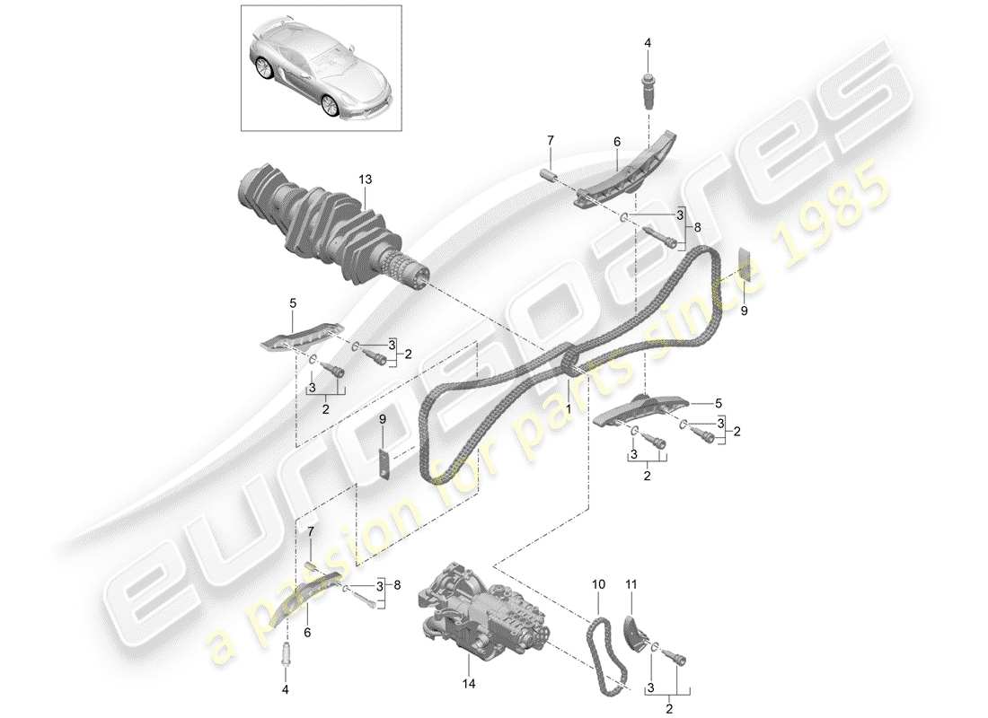 porsche 2016 (981 cayman gt4) control de válvula diagrama de piezas