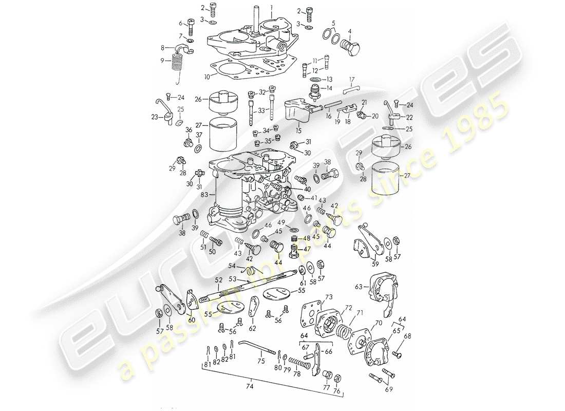 porsche 1966 (911/912) piezas únicas - para - carburador - solex-40 pii-4 - d >> - mj 1968 diagrama de piezas