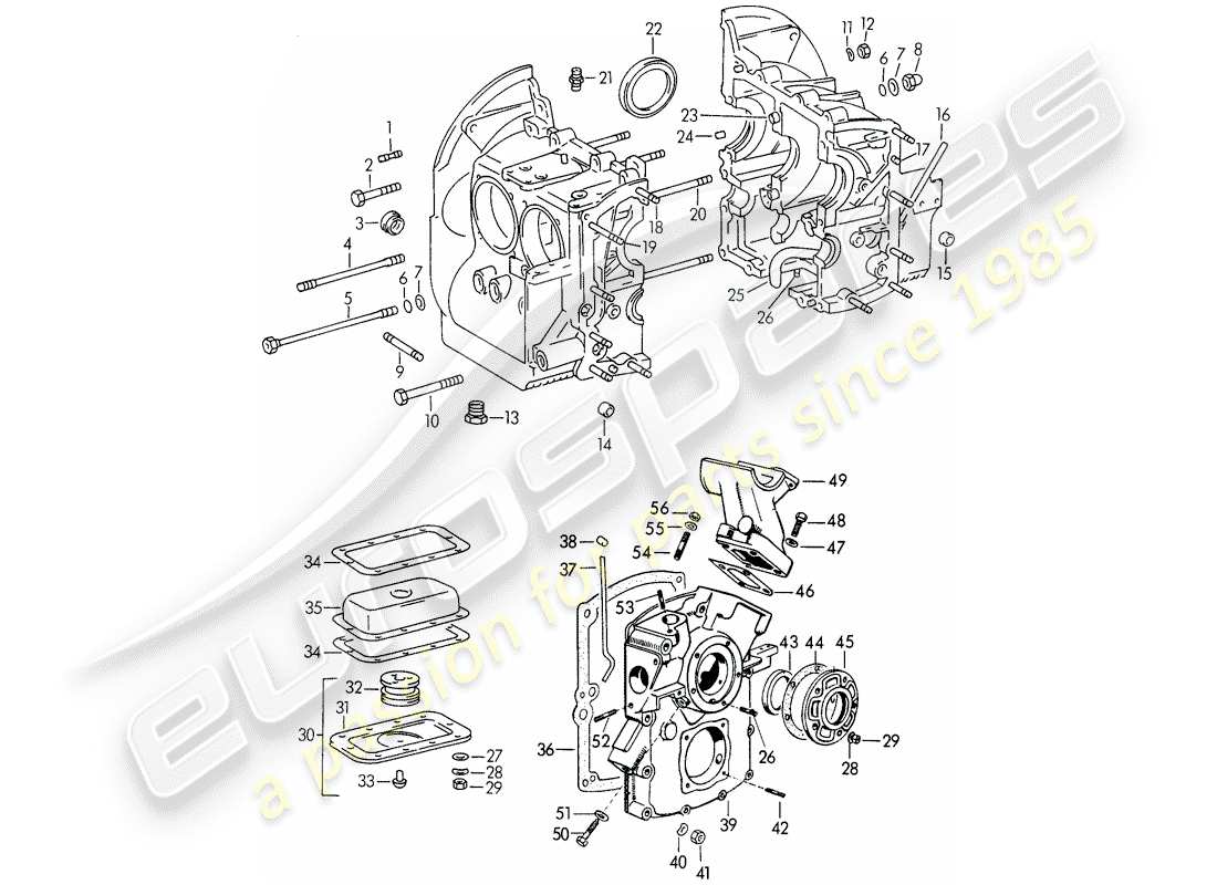 porsche 1954 (356/356a) carter - m 22 001 >> - m 50 101 >> - m 33 901 >> - m 41 001 >> - m 60 001 > > - m 80 001 >> diagrama de piezas