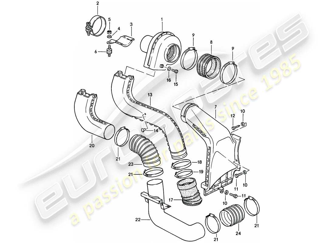 porsche 1989 (911) soplador adicional diagrama de piezas
