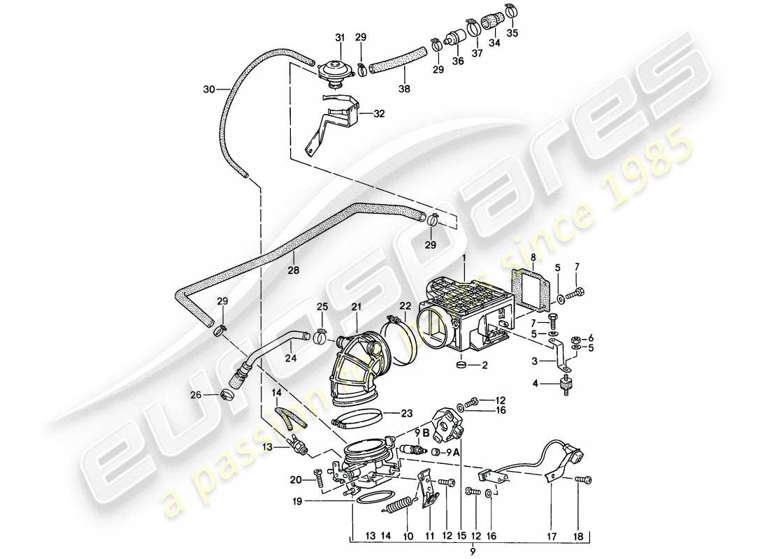 porsche 1989 (911) para-l-jetronic i diagrama de piezas