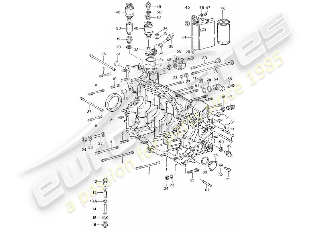 porsche 1990 (964) crankcase diagrama de piezas