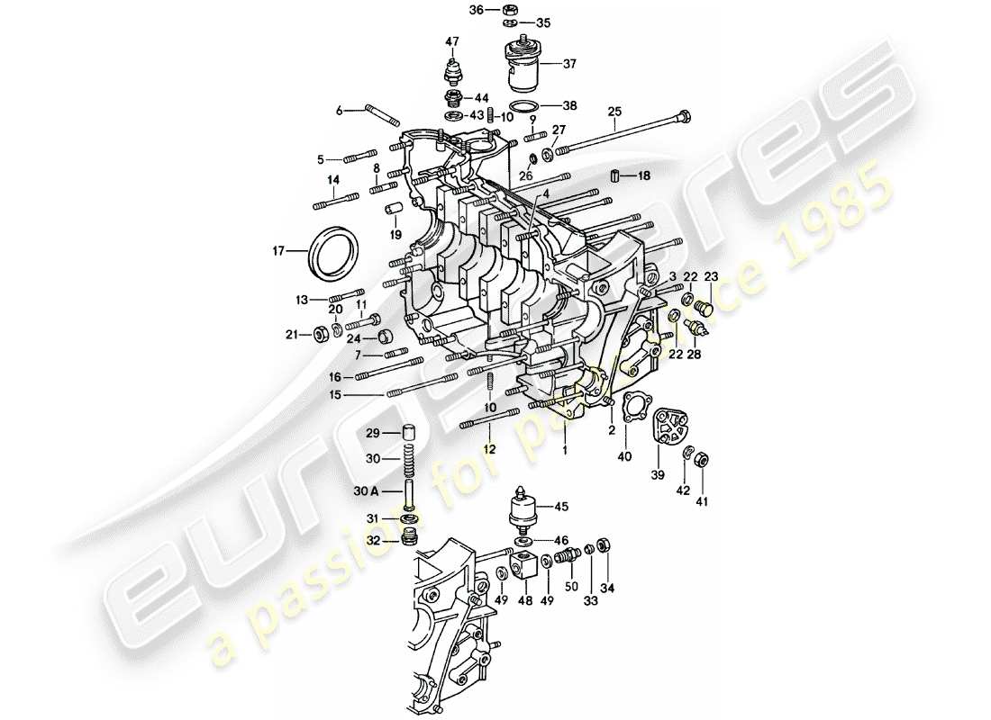 porsche 1981 (911) crankcase diagrama de piezas