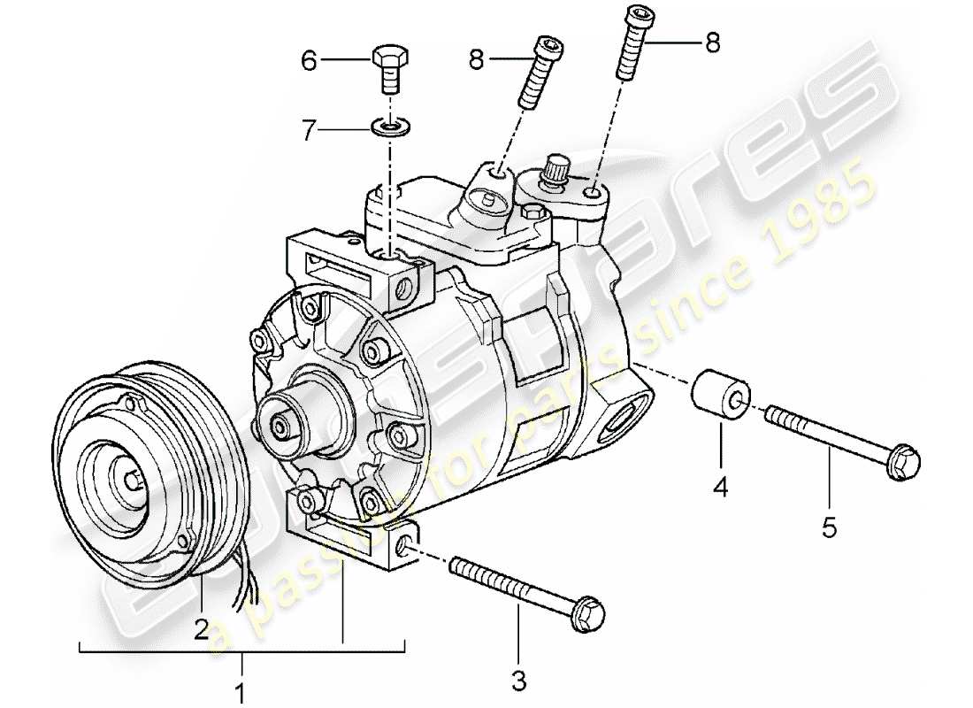 porsche 2002 (996 turbo / gt2) compresor diagrama de piezas