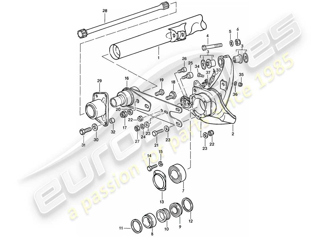 porsche 1989 (911) eje posterior diagrama de piezas