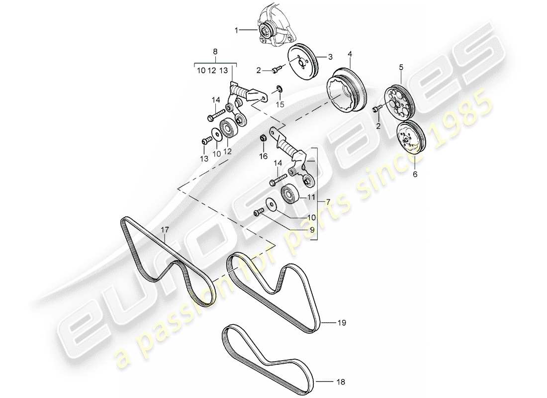 porsche 2004 (carrera gt) tensor de correa - transmisión por correa diagrama de piezas