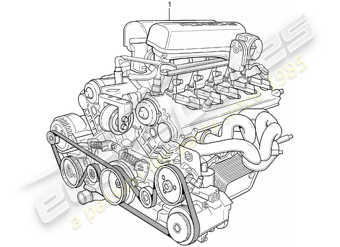 porsche 2004 (carrera gt) motor de reemplazo - no listo para instalación diagrama de piezas