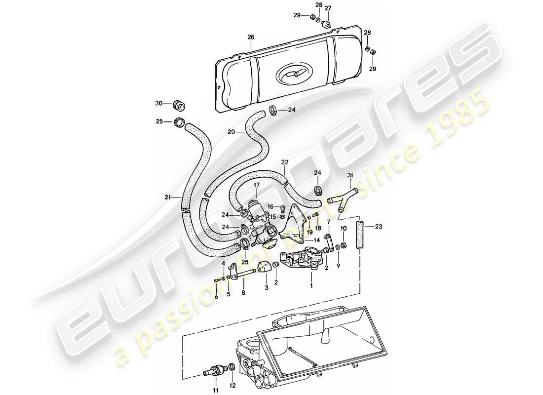 porsche 1979 (911) proveedor - -spm- - sistema de vacío - para - liberación del embrague diagrama de piezas