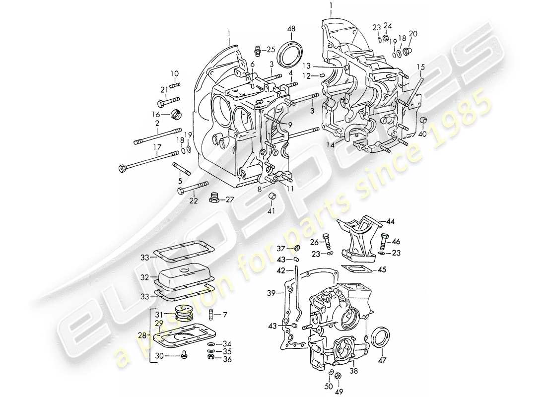 porsche 1966 (911/912) carter - juego de reparacion para mantenimiento - juego de empaques - ver ilustracion: diagrama de piezas