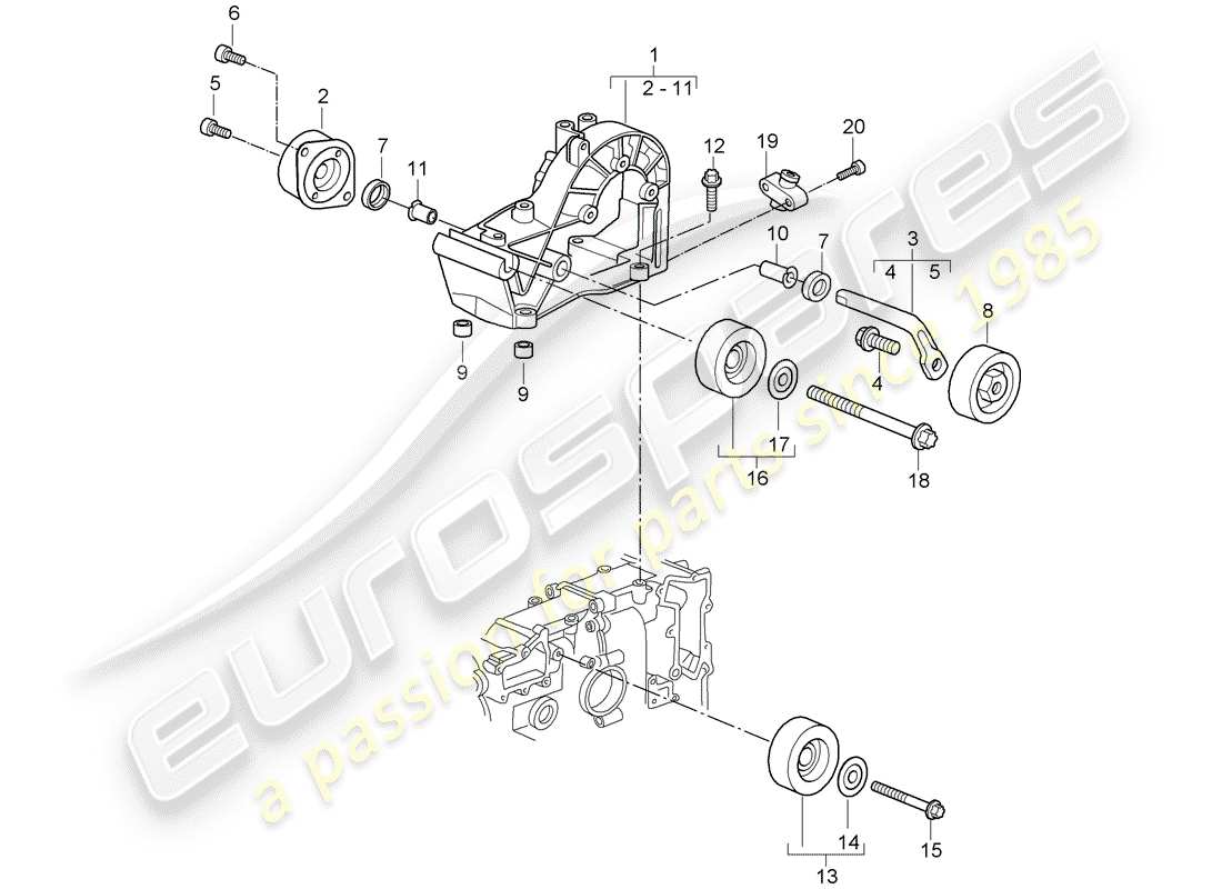 porsche 2005 (997-1) diagrama de pieza del tensor de correa