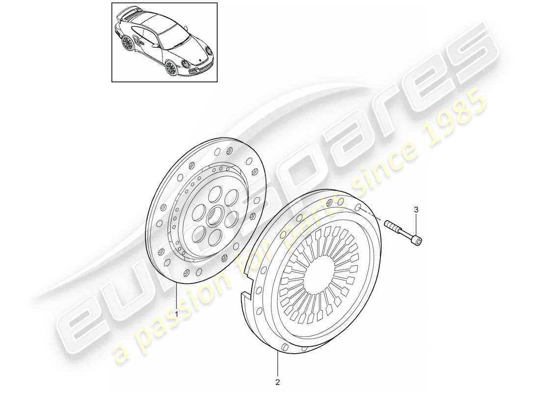 porsche 2011 (997-2 turbo / gt2 rs) embrague diagrama de piezas