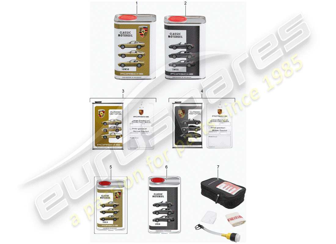 porsche 2005 (accessories) aceite de motor - porsche classic - 1976-2005 diagrama de piezas
