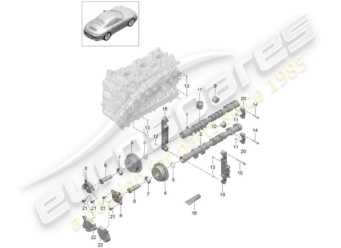 porsche 2017 (991-2) diagrama de piezas del árbol de levas