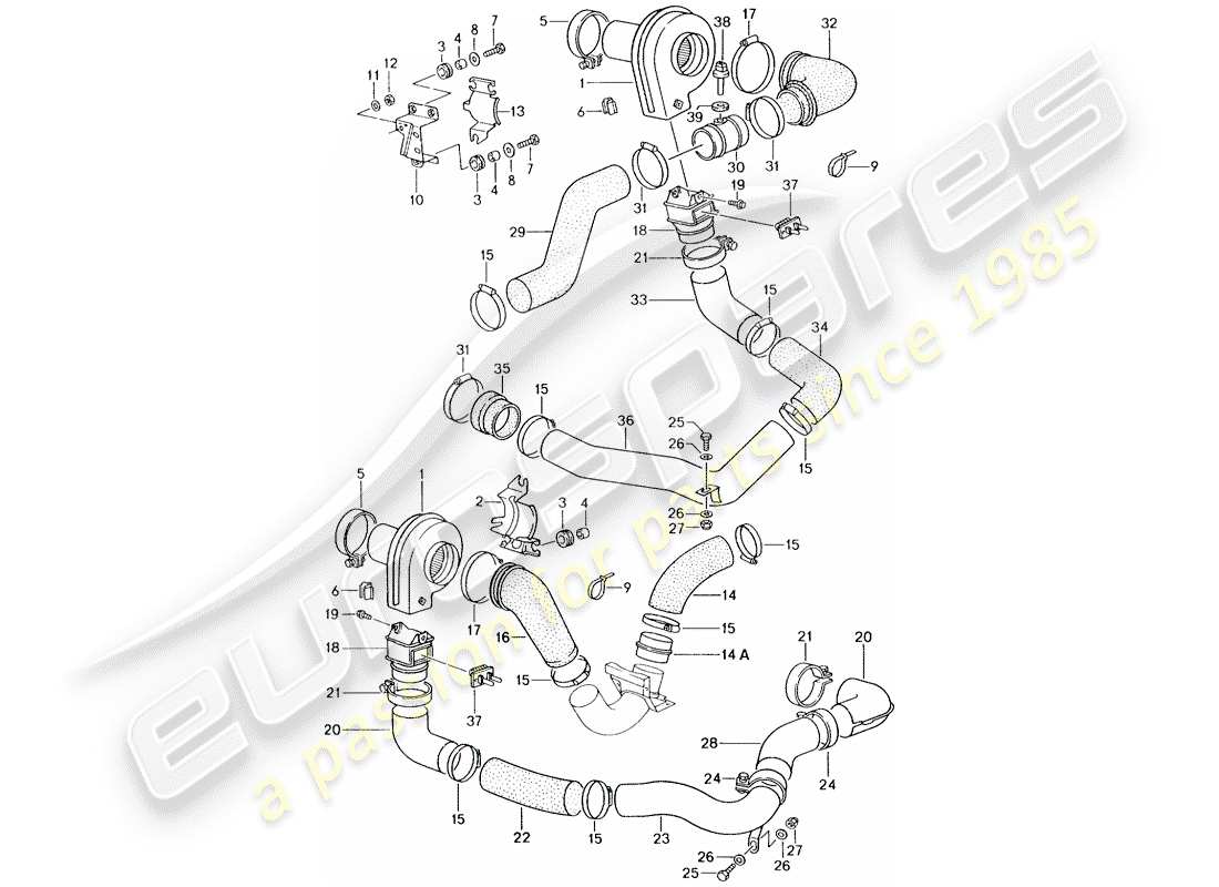 porsche 1990 (964) soplador adicional diagrama de piezas