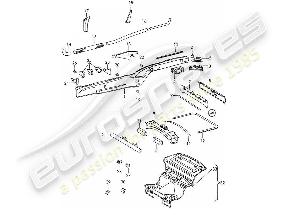 porsche 1966 (911/912) diagrama de piezas del marco