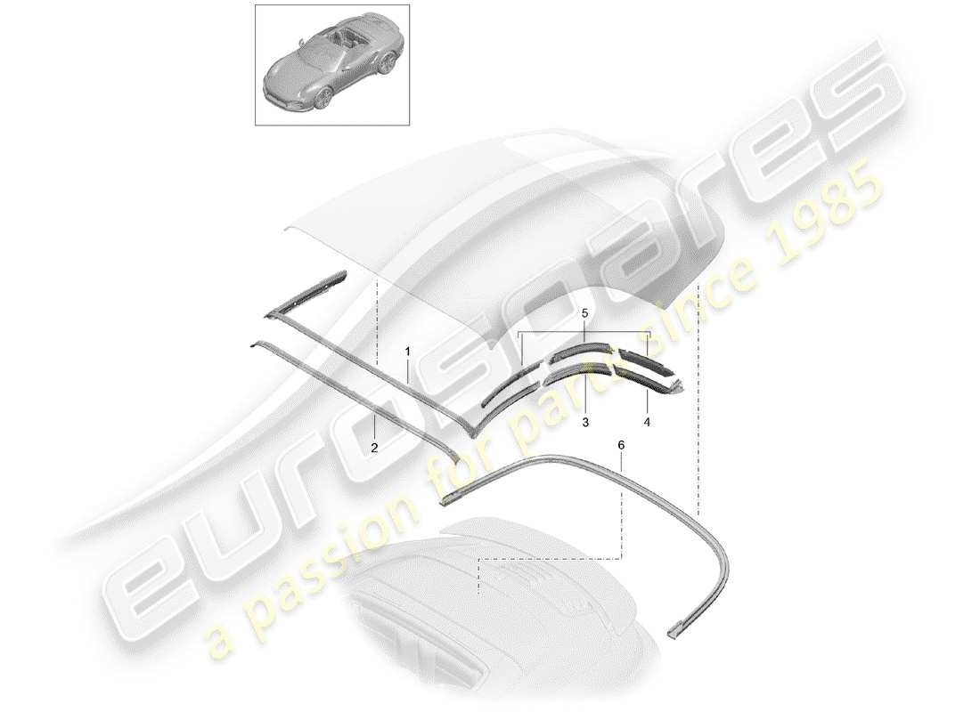 porsche 2015 (991-1 turbo) top convertible diagrama de piezas