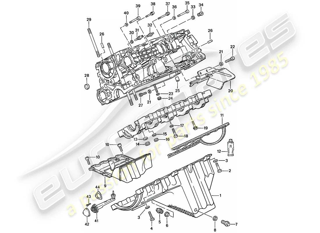 porsche 1987 (924s) carter - sujetadores diagrama de piezas