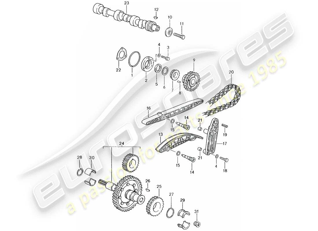 porsche 1995 (993) control de válvula diagrama de piezas