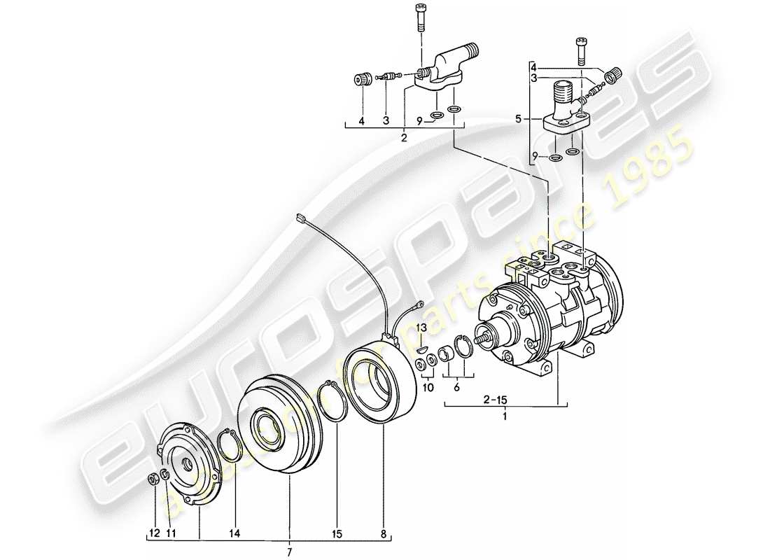 porsche 1988 (911) compresor diagrama de piezas