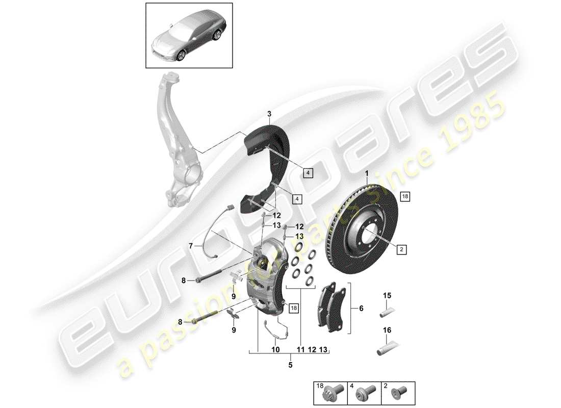 porsche 2020 (panamera 971-1) frenos de disco diagrama de piezas