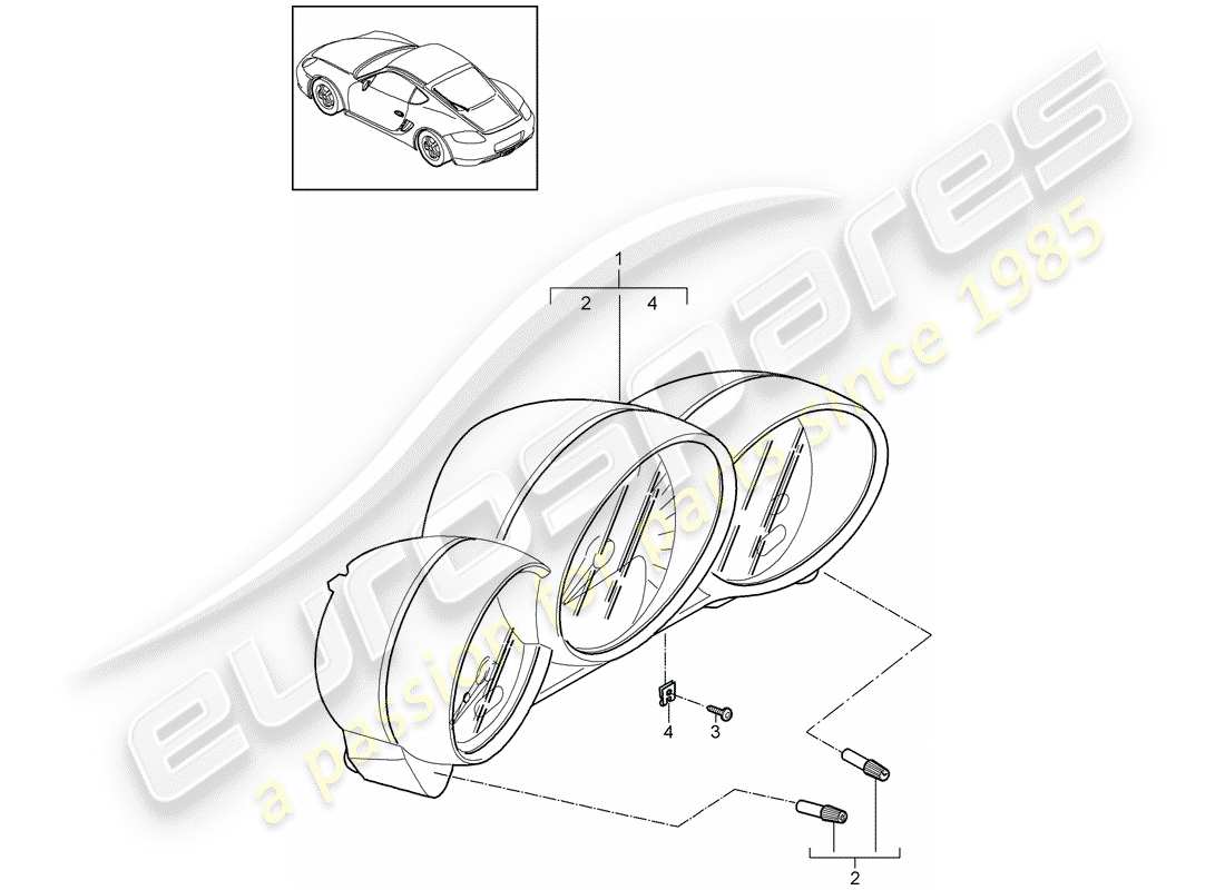 porsche 2009 (987 cayman) instruments diagrama de piezas