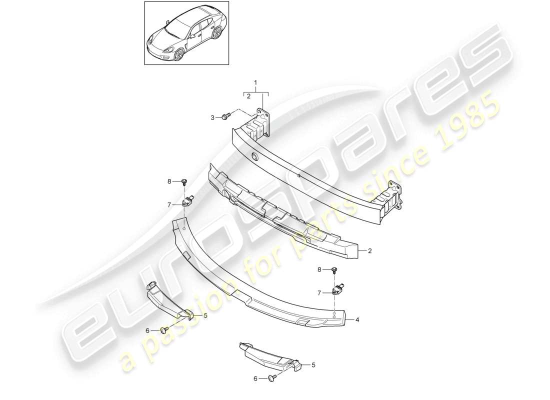 porsche 2010 (cayenne e1 9pa) porta parachoques delantero 2nd generación diagrama de piezas