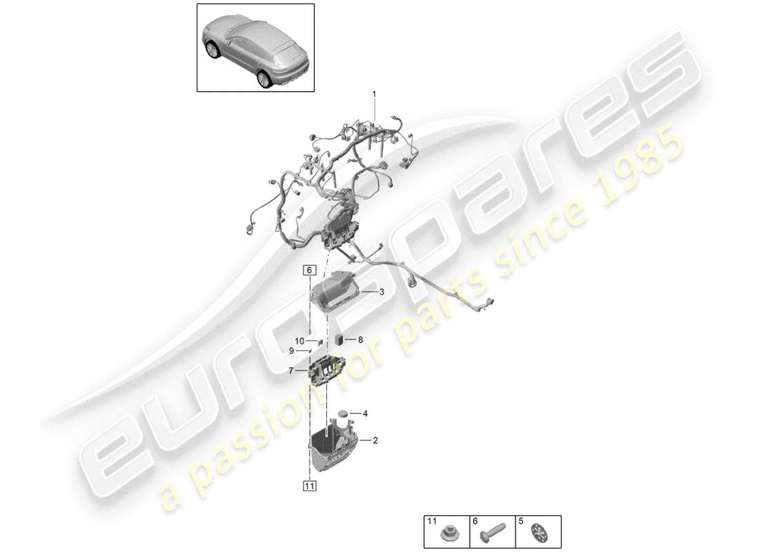 porsche 2019 (macan) diagrama de piezas del arnés