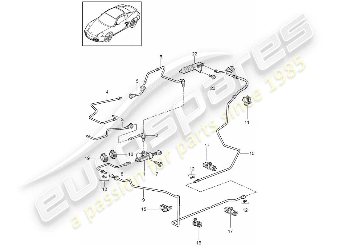porsche 2011 (987 cayman) diagrama de piezas del embrague hidráulico
